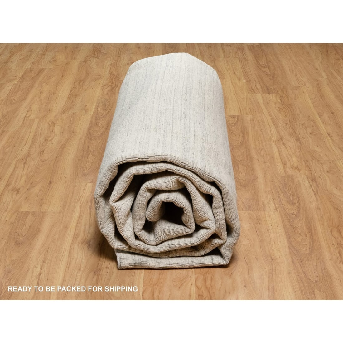 Bone Ivory Plain Modern Design Undyed Natural Wool Hand Loomed Rug - 9