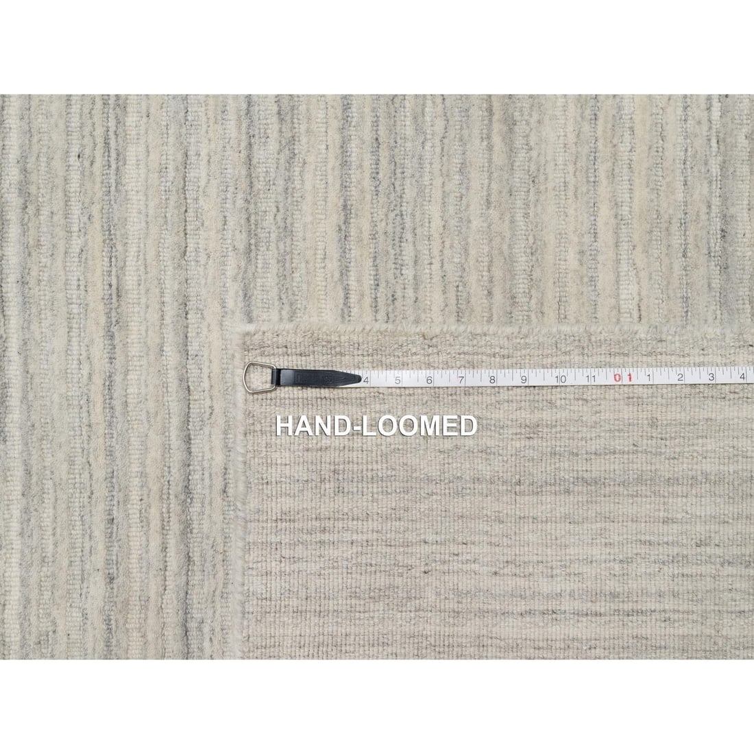 Bone Ivory Plain Modern Design Undyed Natural Wool Hand Loomed Rug - 11