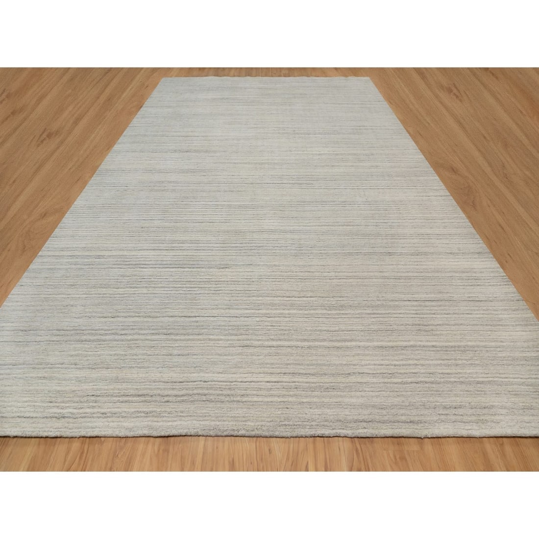 Bone Ivory Plain Modern Design Undyed Natural Wool Hand Loomed Rug - 2