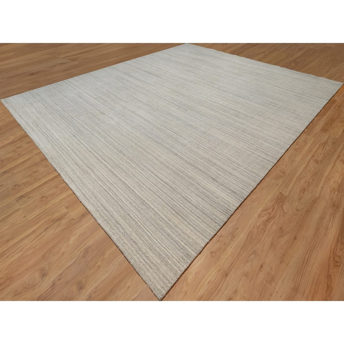 Bone Ivory Plain Modern Design Undyed Natural Wool Hand Loomed Rug - 3