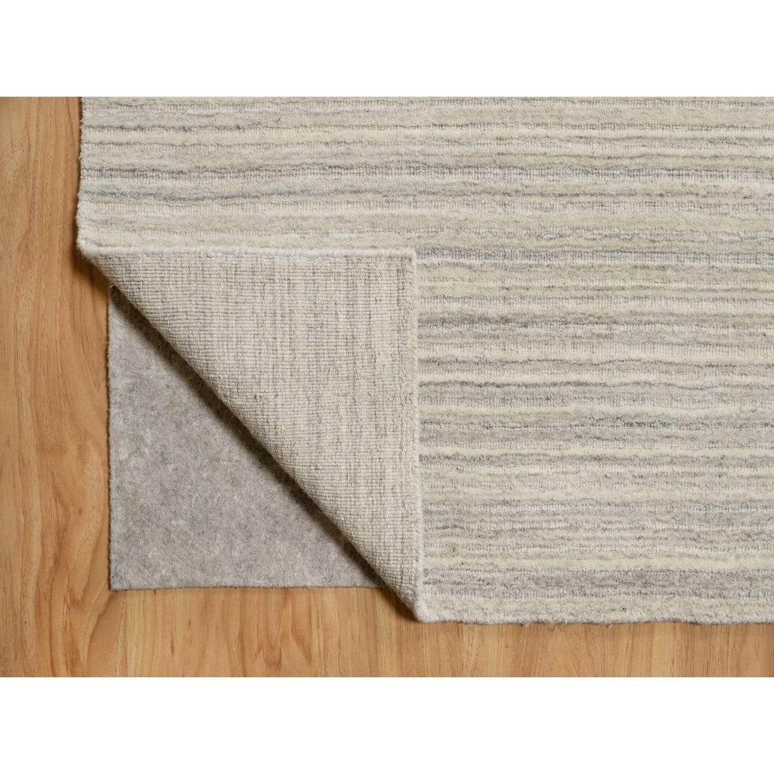 Bone Ivory Plain Modern Design Undyed Natural Wool Hand Loomed Rug - 4