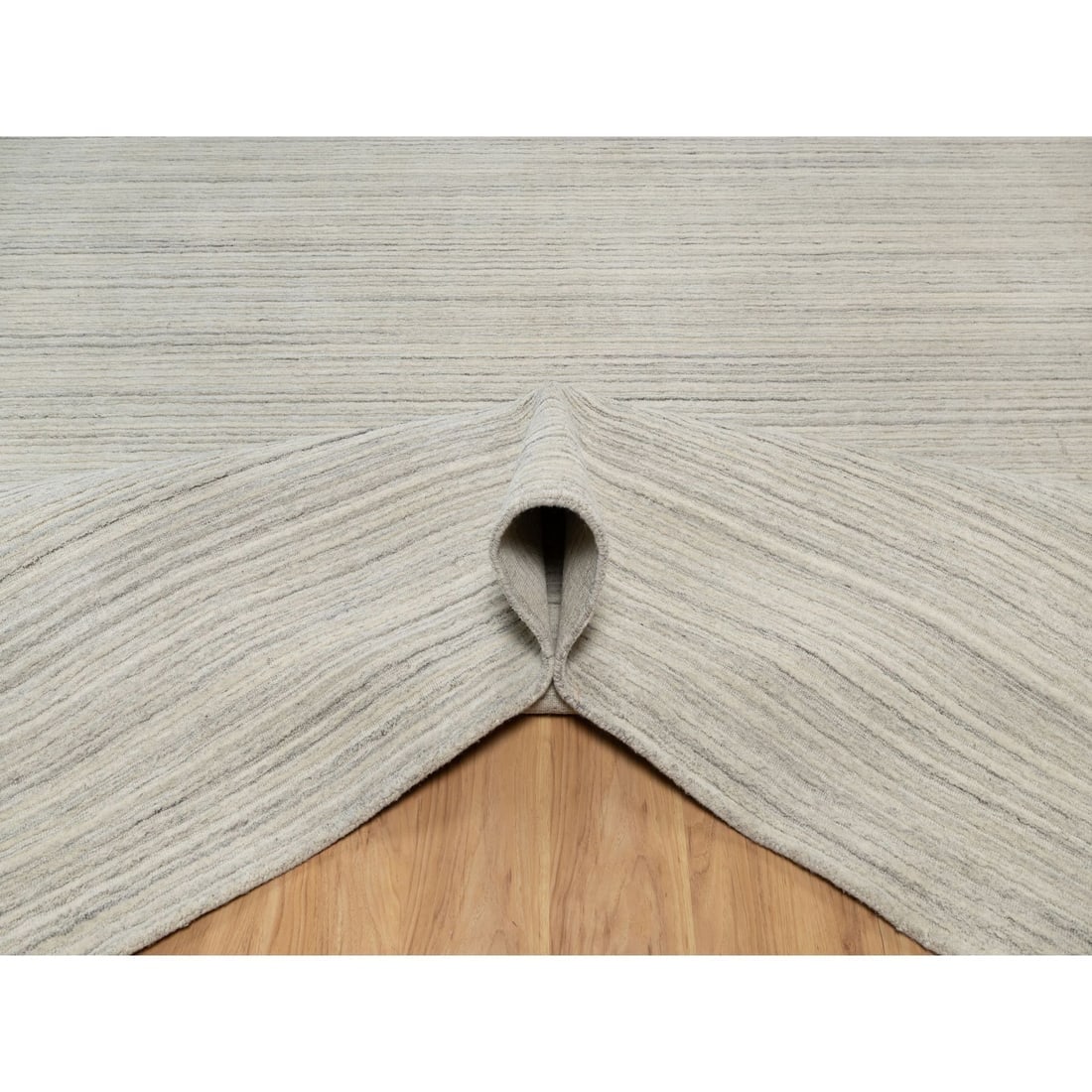 Bone Ivory Plain Modern Design Undyed Natural Wool Hand Loomed Rug - 5