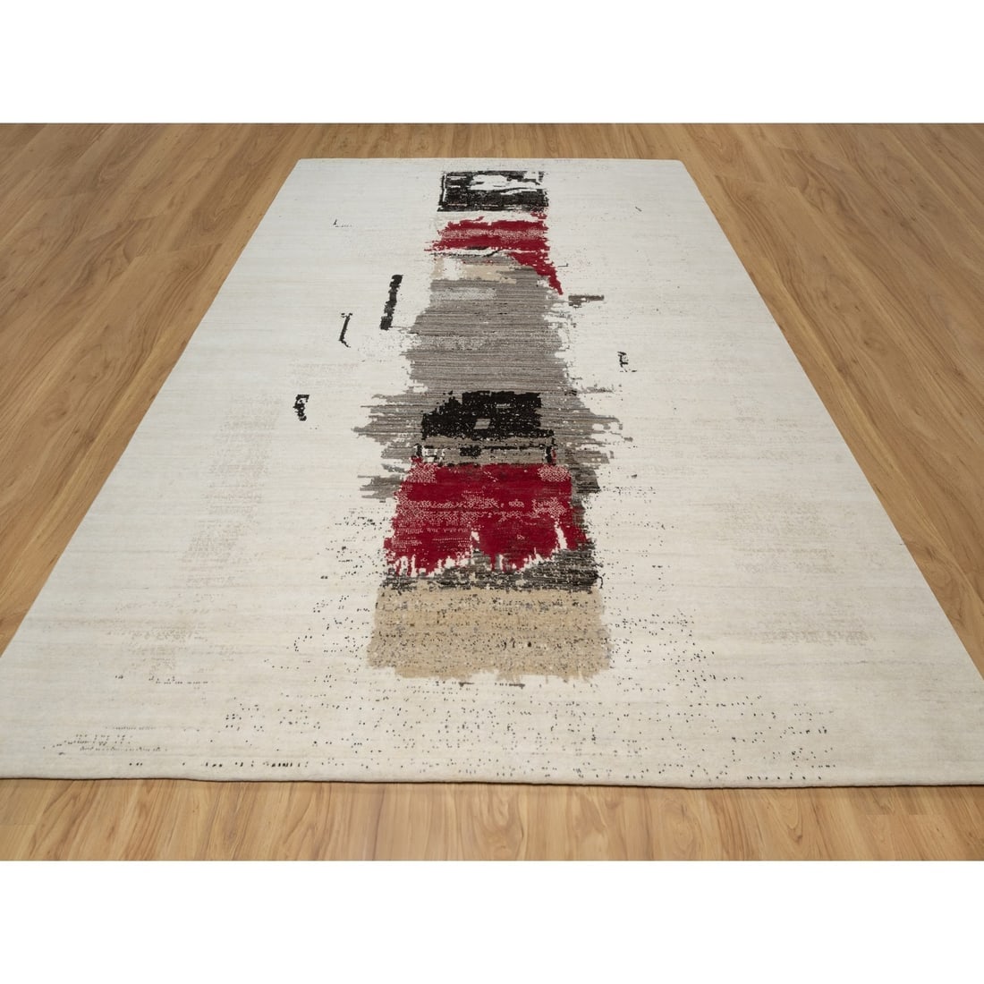 Parchment White, Modern, Lori Buft Gabbeh 100% Wool Hand Knotted Rug - 2