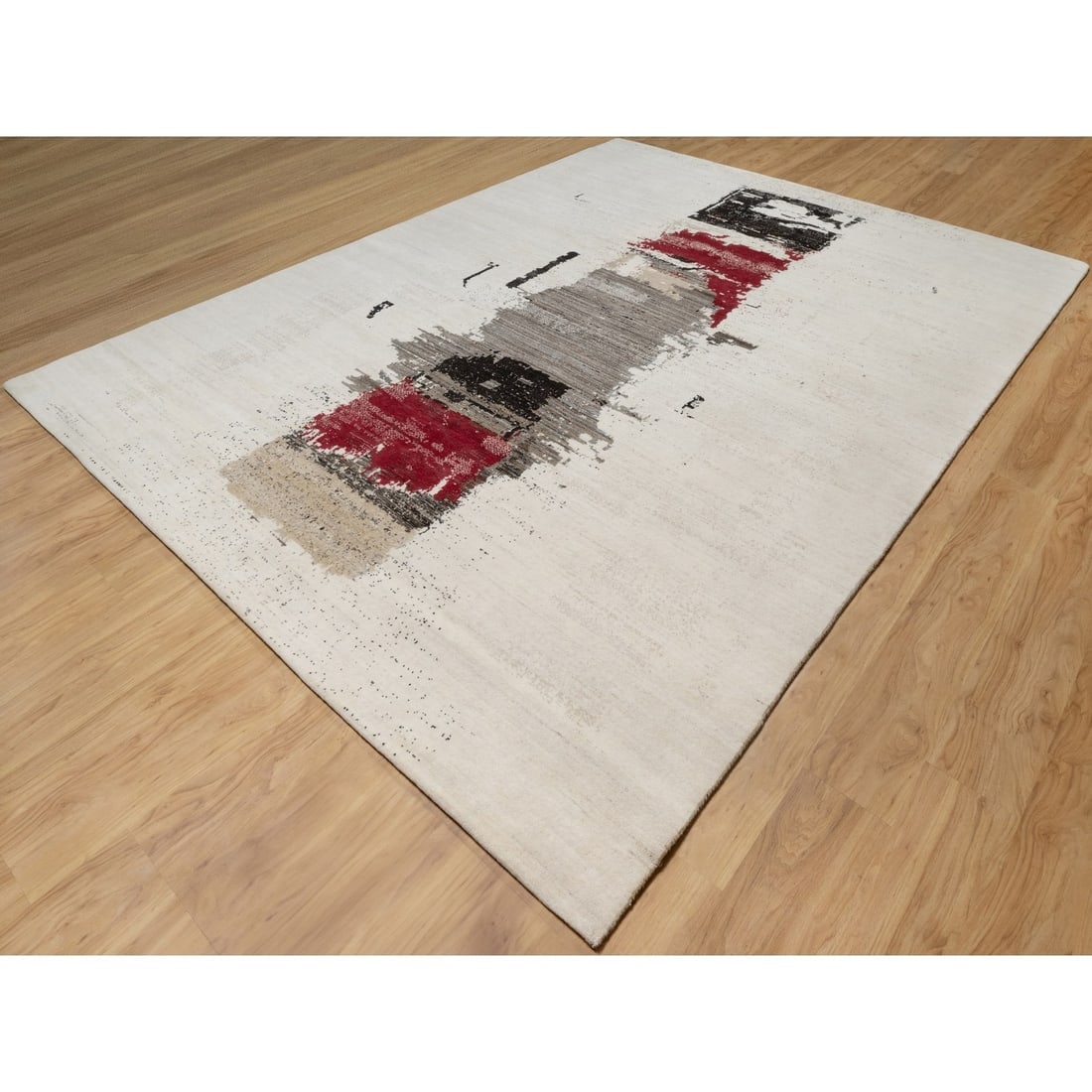 Parchment White, Modern, Lori Buft Gabbeh 100% Wool Hand Knotted Rug - 3