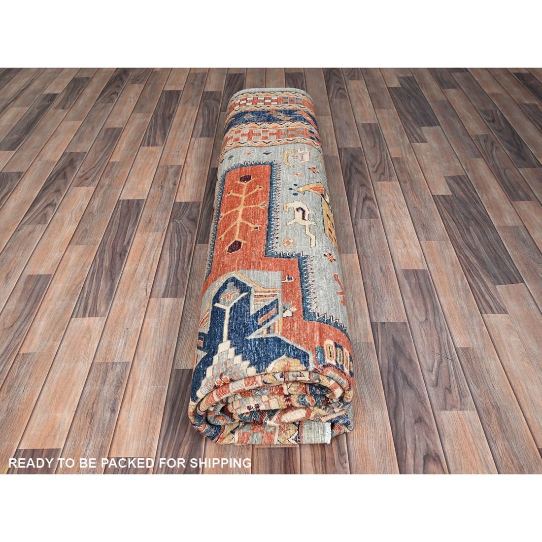 Krypton Gray Caucasian Design Hand Knotted 200 KPSI Wool Oriental Rug - 9