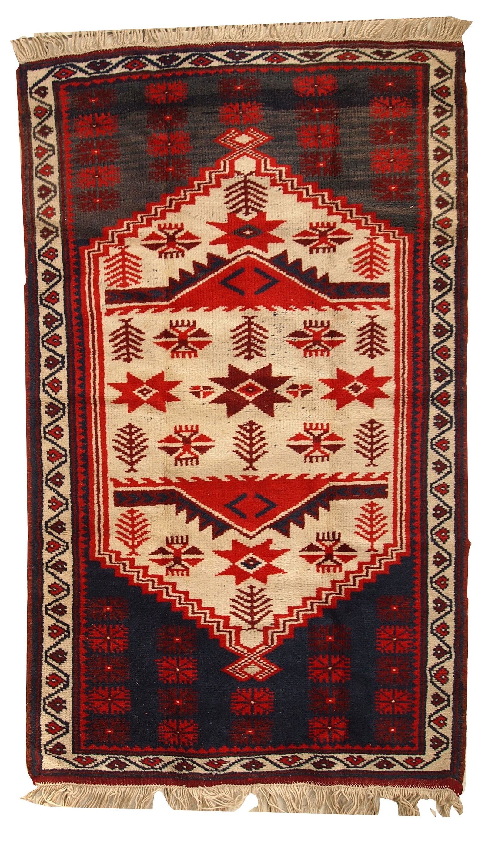 Handmade vintage Turkish Anatolian rug 2.8' x 4.7' ( 87cm x 145cm ) 1970s - 2