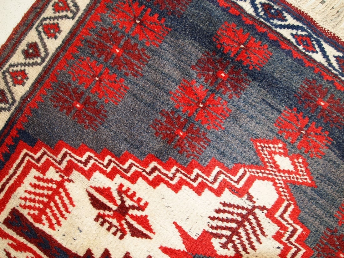 Handmade vintage Turkish Anatolian rug 2.8' x 4.7' ( 87cm x 145cm ) 1970s - 9