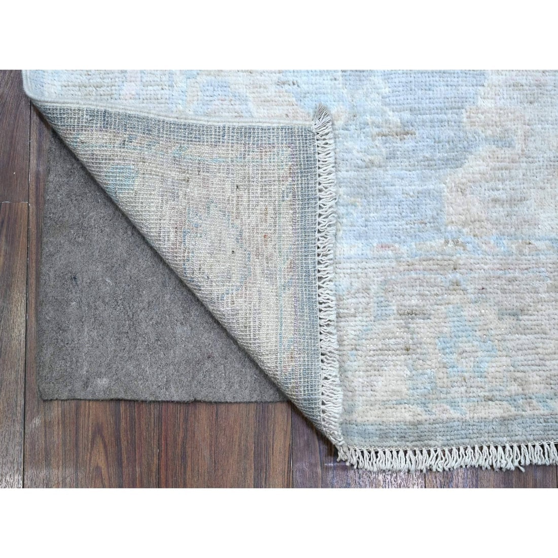 Ruddy Blue Angora Oushak Hand Knotted XL Runner Oriental Rug - 2