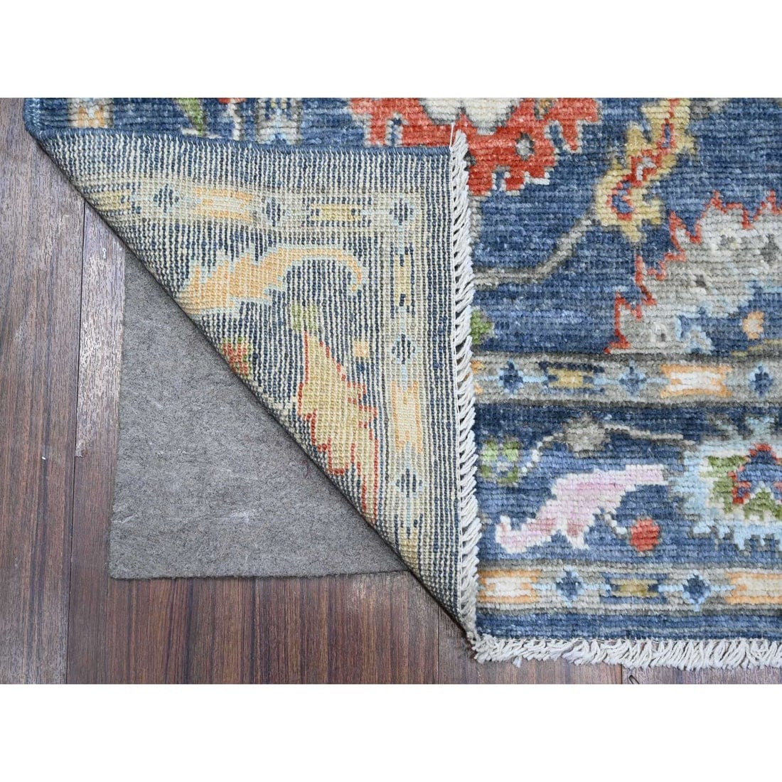 Steel Blue Afghan Angora Oushak Wide Gallery Oriental Runner Rug - 2