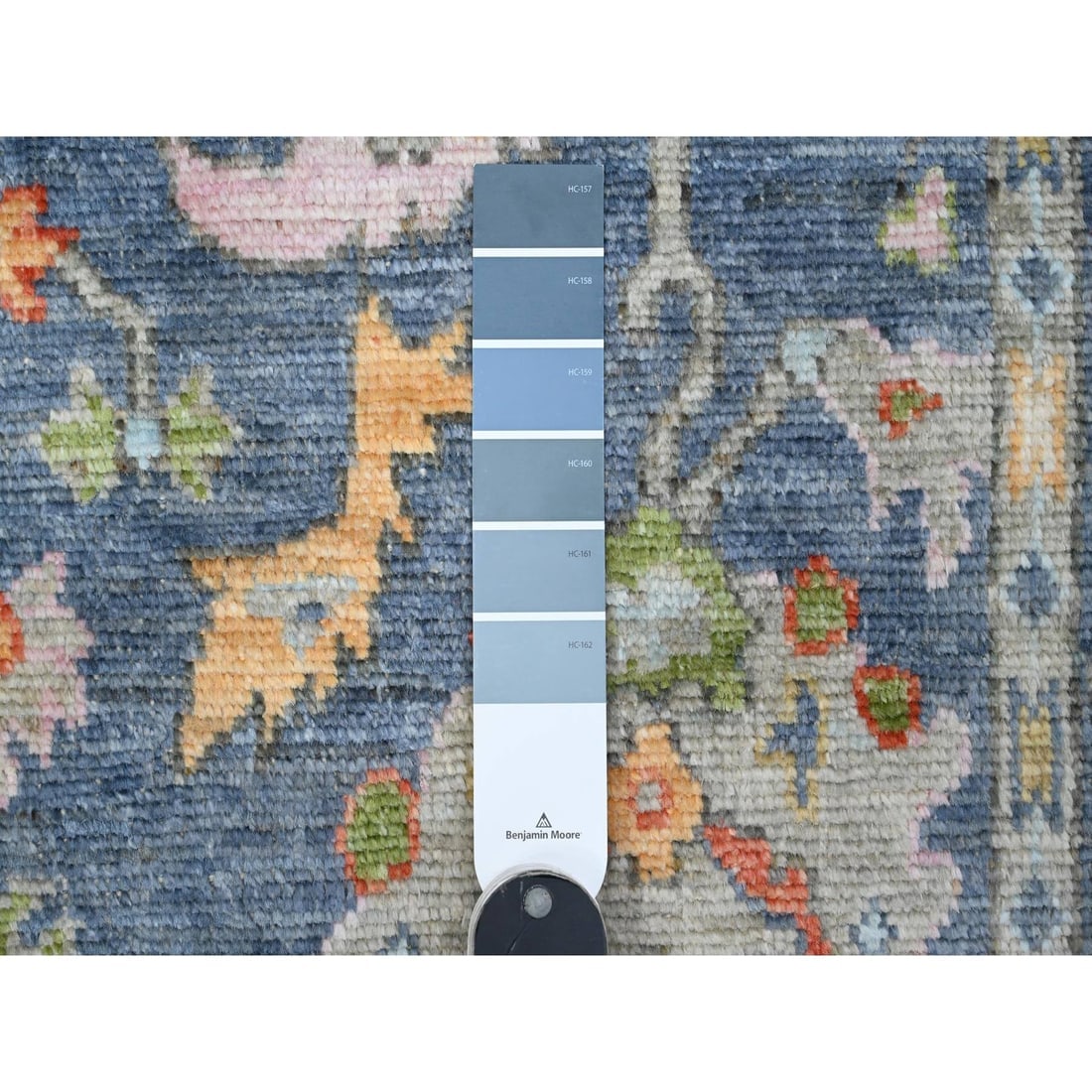Steel Blue Afghan Angora Oushak Wide Gallery Oriental Runner Rug - 3