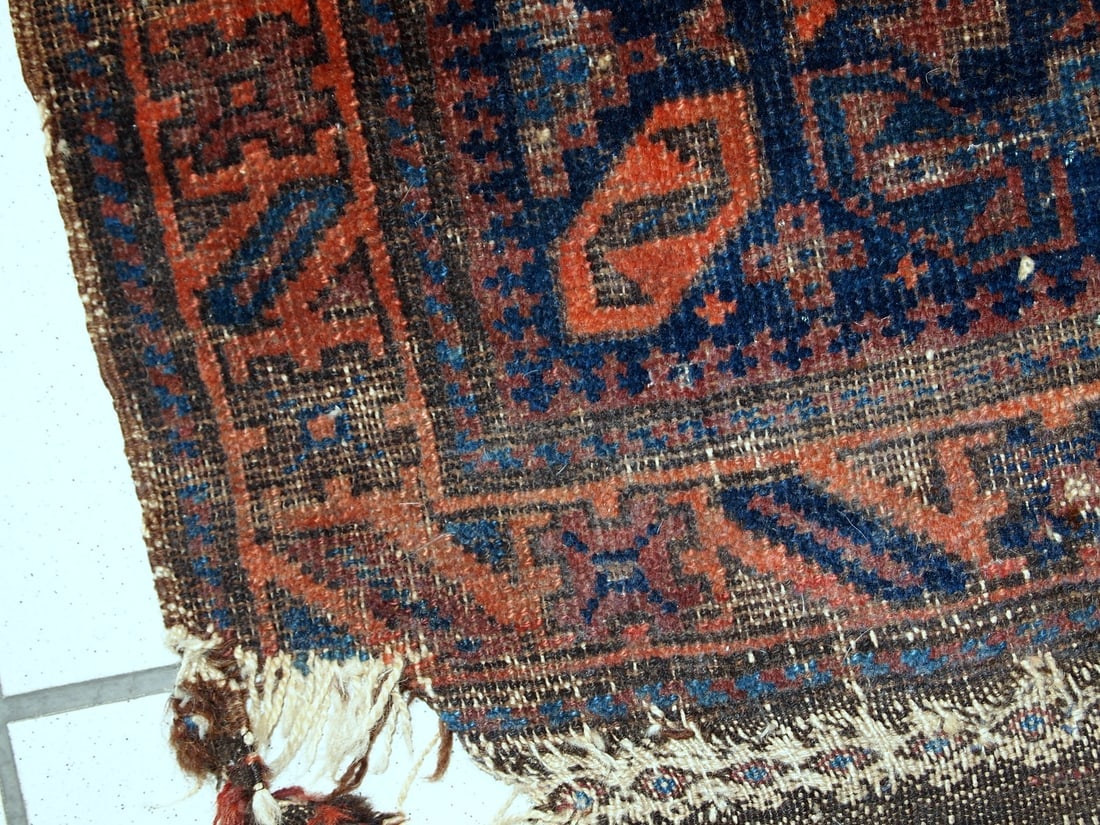 Handmade antique collectible Afghan Baluch bagface 2.4' x 2.6' ( 74cm x 79cm) 1880s - 3