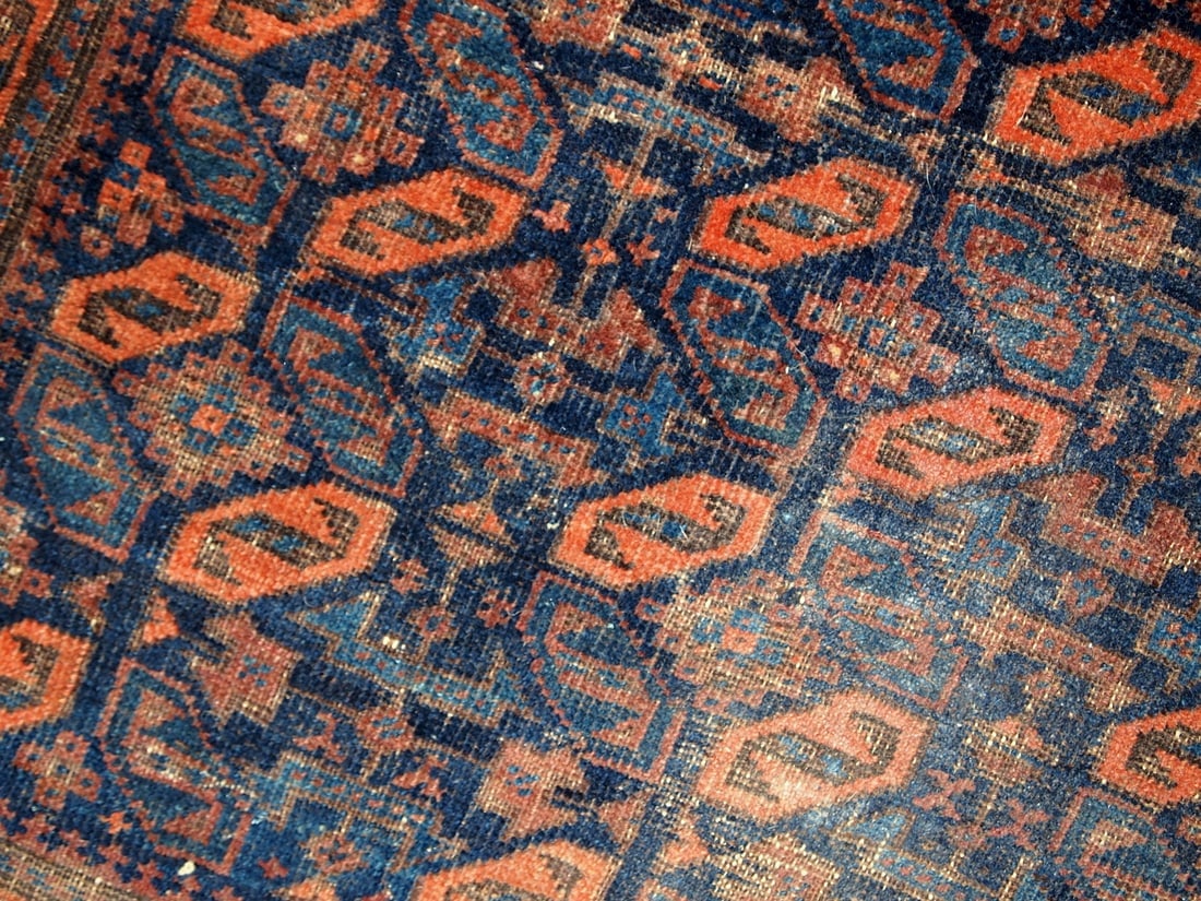 Handmade antique collectible Afghan Baluch bagface 2.4' x 2.6' ( 74cm x 79cm) 1880s - 7