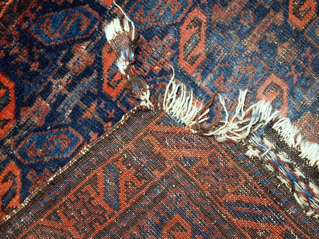 Handmade antique collectible Afghan Baluch bagface 2.4' x 2.6' ( 74cm x 79cm) 1880s - 9