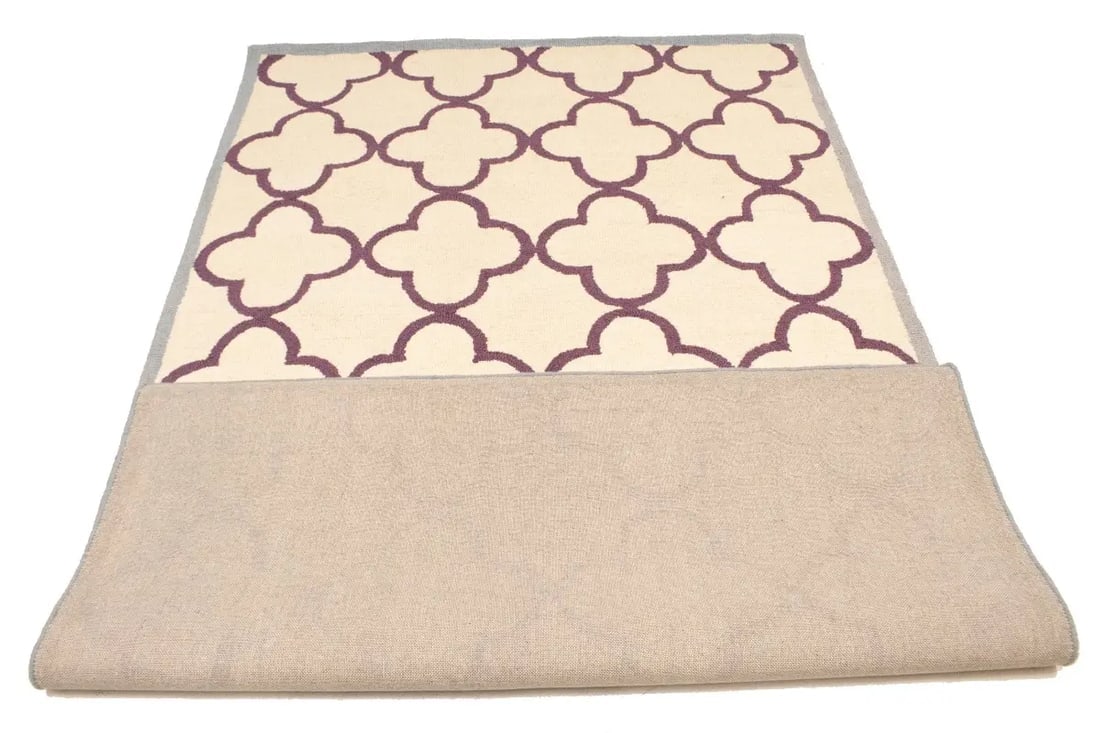 Cream Trellis 5X8 Hand-Tufted Modern Rug - 11