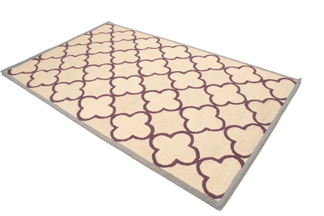 Cream Trellis 5X8 Hand-Tufted Modern Rug - 3