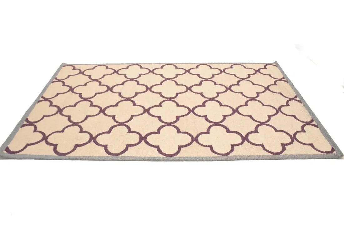 Cream Trellis 5X8 Hand-Tufted Modern Rug - 4