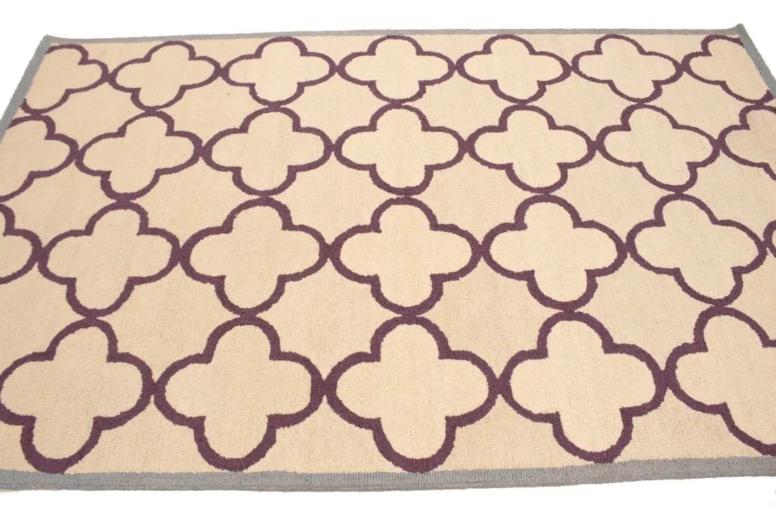 Cream Trellis 5X8 Hand-Tufted Modern Rug - 5
