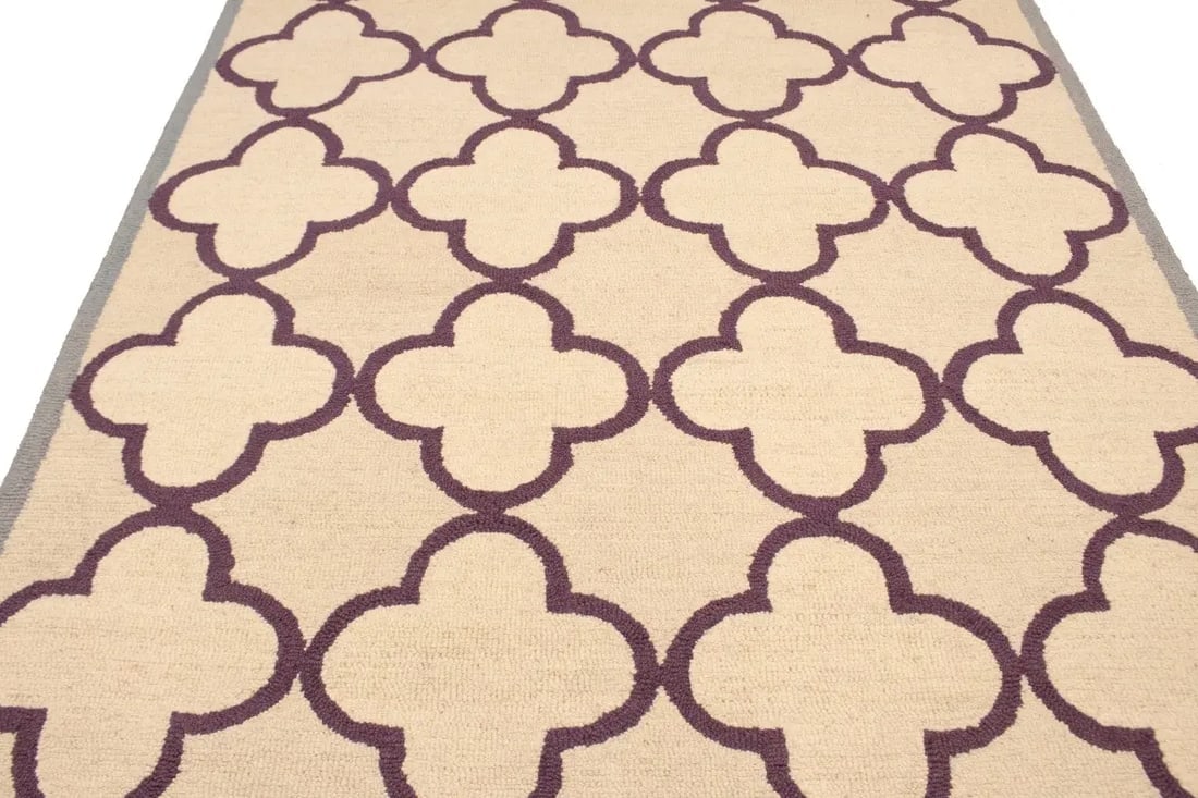 Cream Trellis 5X8 Hand-Tufted Modern Rug - 9