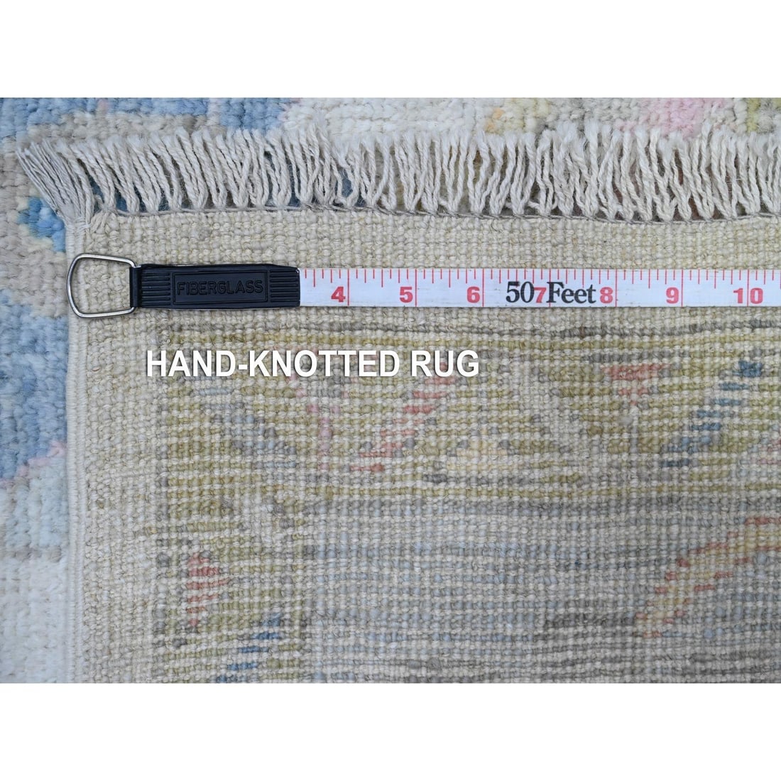 Silver Gray Hand Knotted Afghan Wool Weft Angora Oushak Oriental Rug - 11