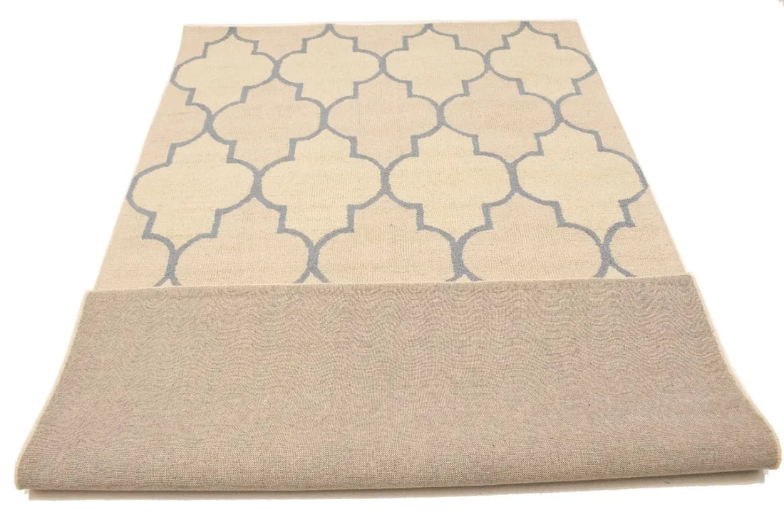 Cream & Gray Trellis 5X8 Hand-Tufted Modern Rug - 11