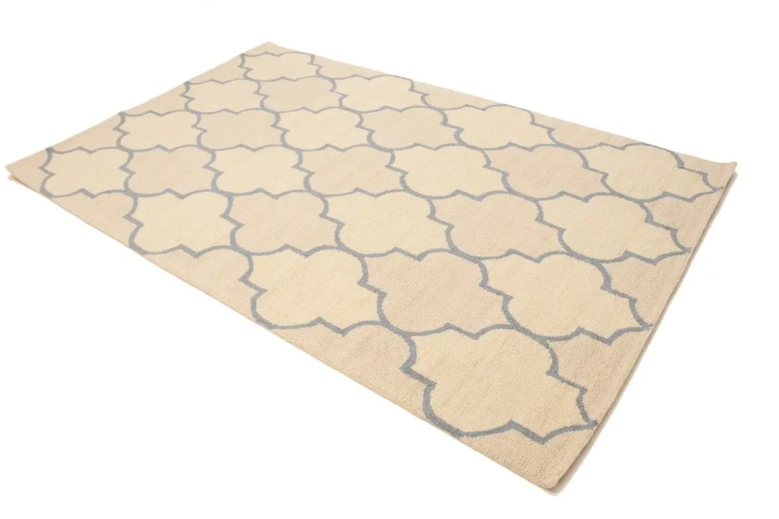 Cream & Gray Trellis 5X8 Hand-Tufted Modern Rug - 3