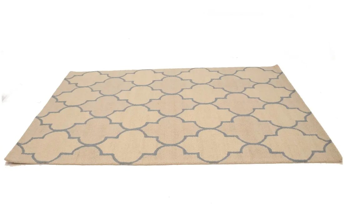 Cream & Gray Trellis 5X8 Hand-Tufted Modern Rug - 4