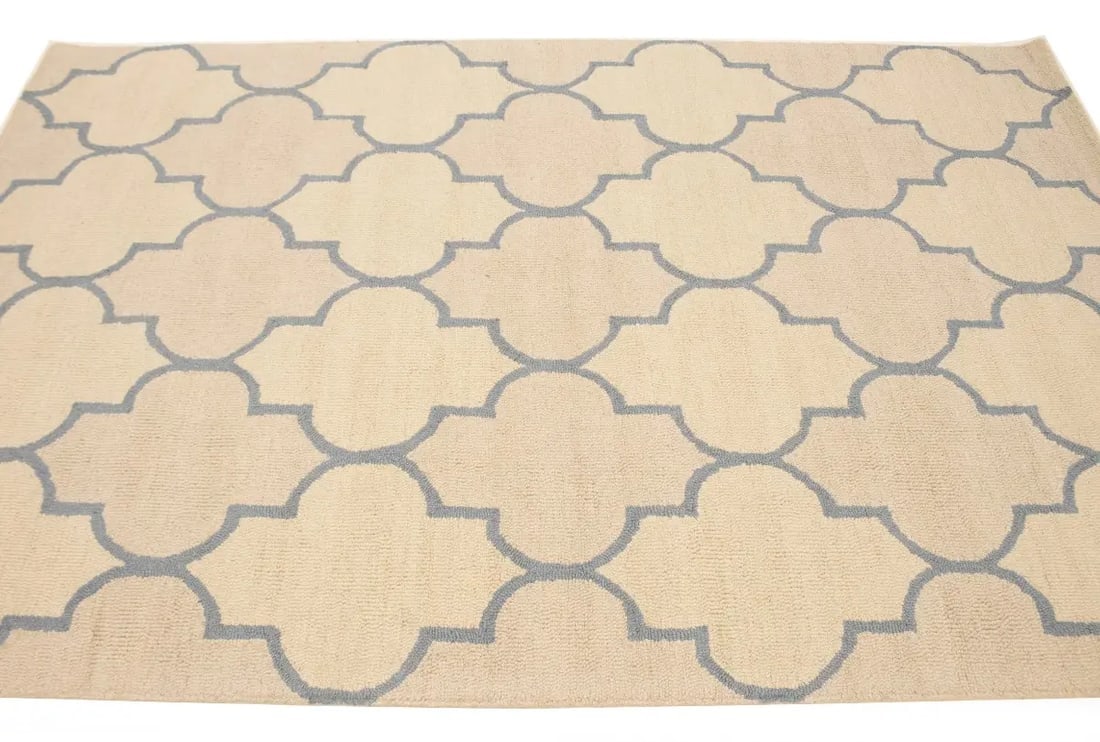 Cream & Gray Trellis 5X8 Hand-Tufted Modern Rug - 5