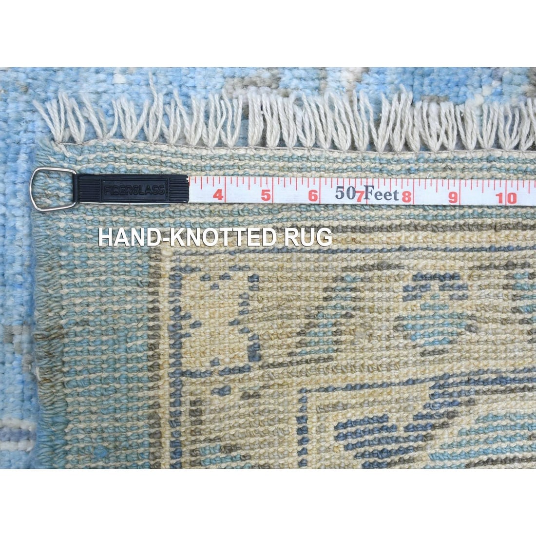 Light Blue, Hand Knotted Anatolian Village Inspired Wool Rug - 11