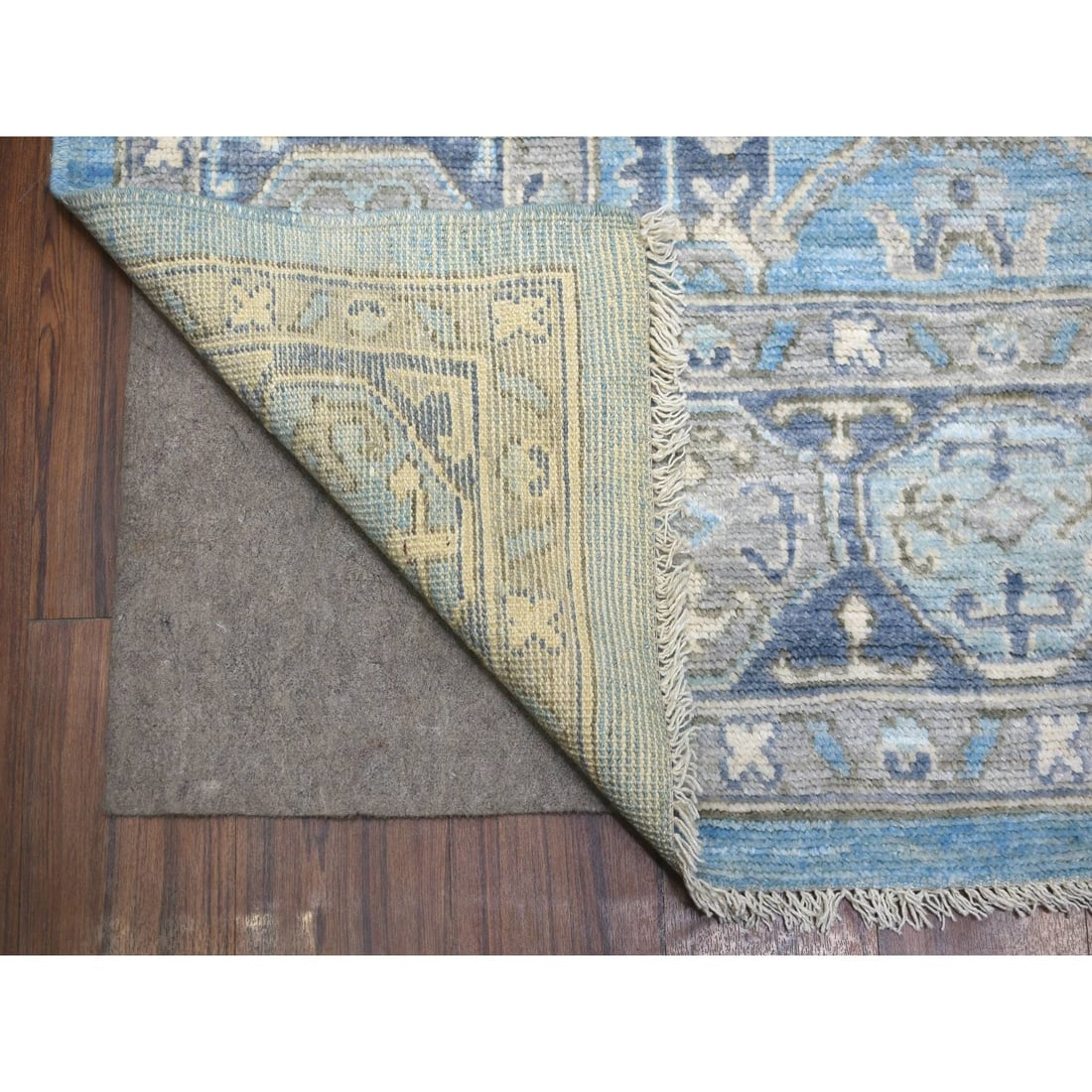 Light Blue, Hand Knotted Anatolian Village Inspired Wool Rug - 4