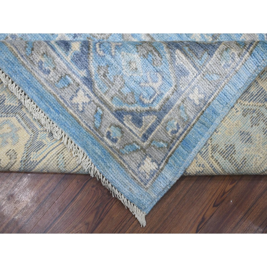 Light Blue, Hand Knotted Anatolian Village Inspired Wool Rug - 6