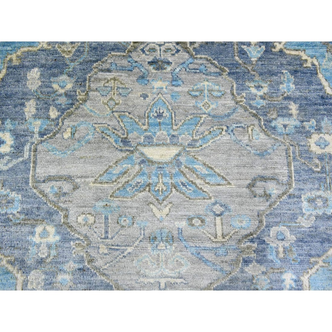 Light Blue, Hand Knotted Anatolian Village Inspired Wool Rug - 8