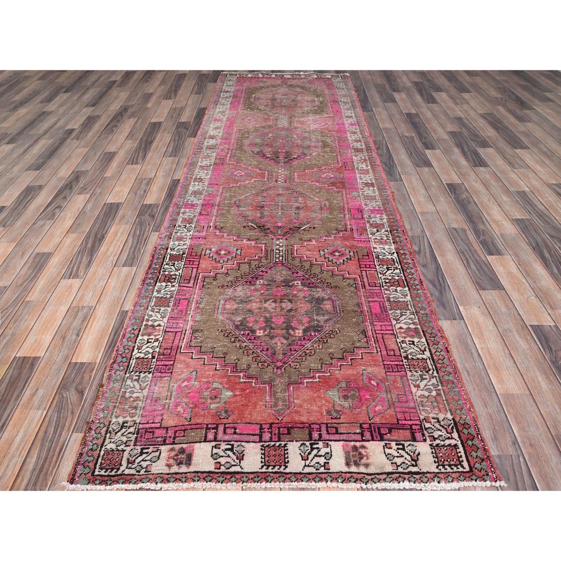 Multicolored Soft Wool Zoroastrian Heris Runner Oriental Rug - 2