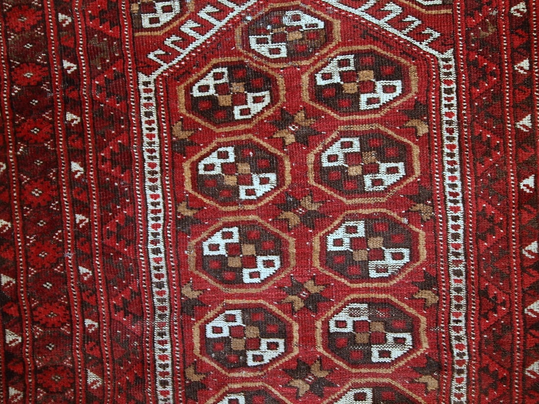 Handmade antique prayer Afghan Adraskand rug 2,7' x 3,7' ( 82cm x 115cm ) 1920 - 5