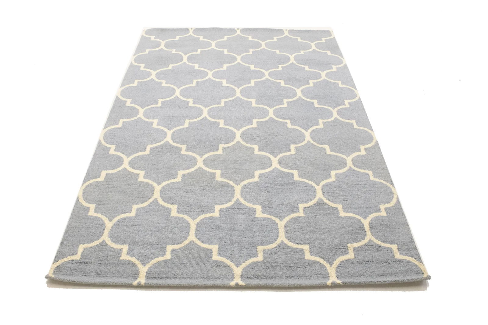 Cool Gray Trellis 5X8 Hand-Tufted Modern Rug - 2