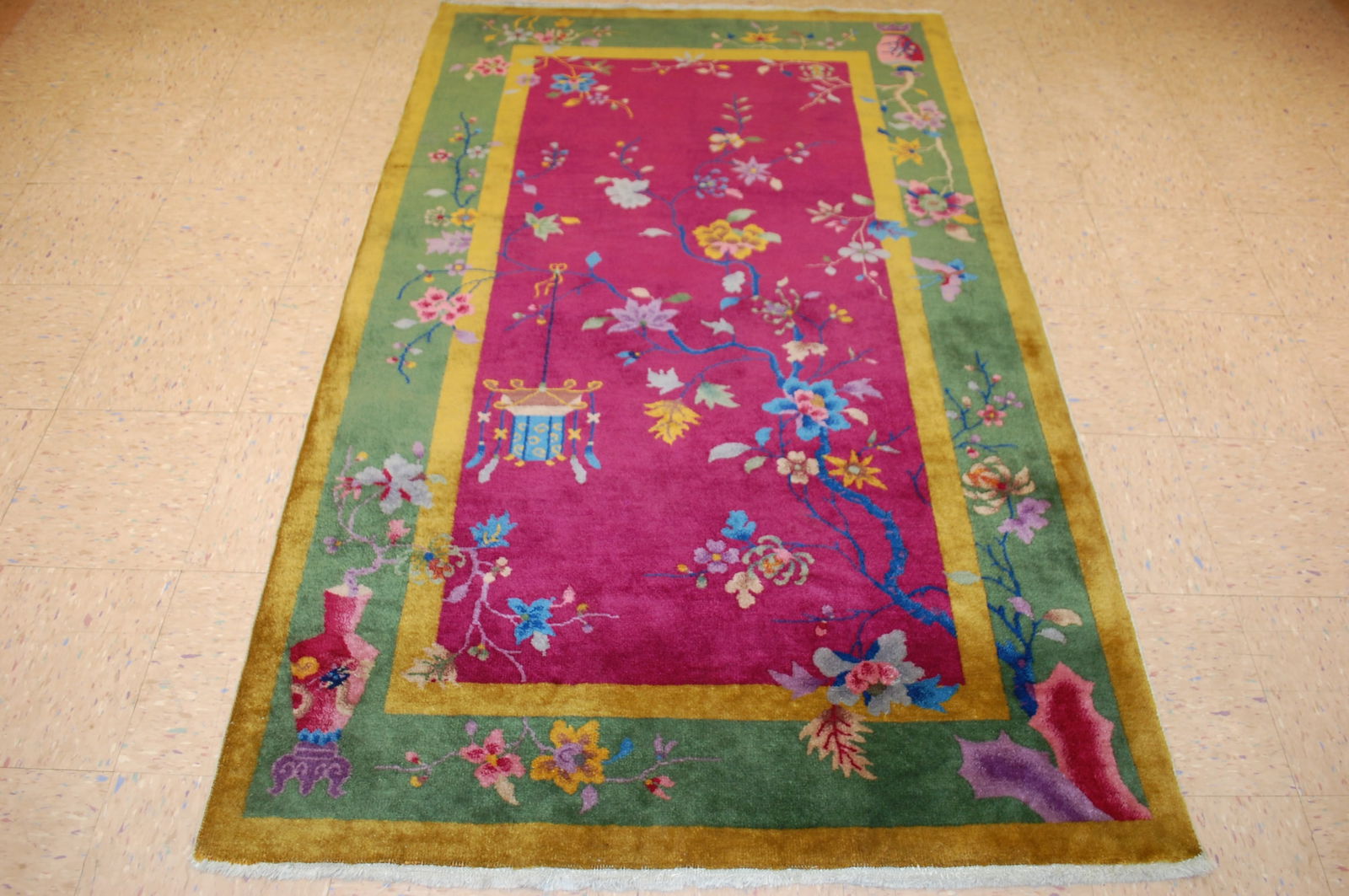 c1920s ANTIQUE ART DECO WALTER NICHOLS CHINESE RUG 4'1" x 6'8" - 13