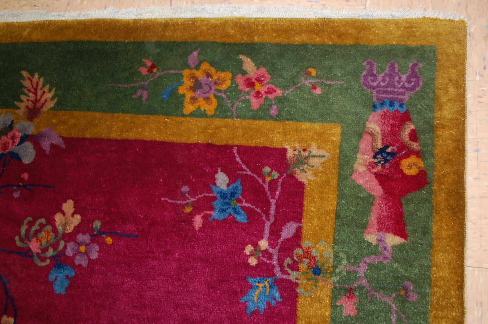 c1920s ANTIQUE ART DECO WALTER NICHOLS CHINESE RUG 4'1" x 6'8" - 5