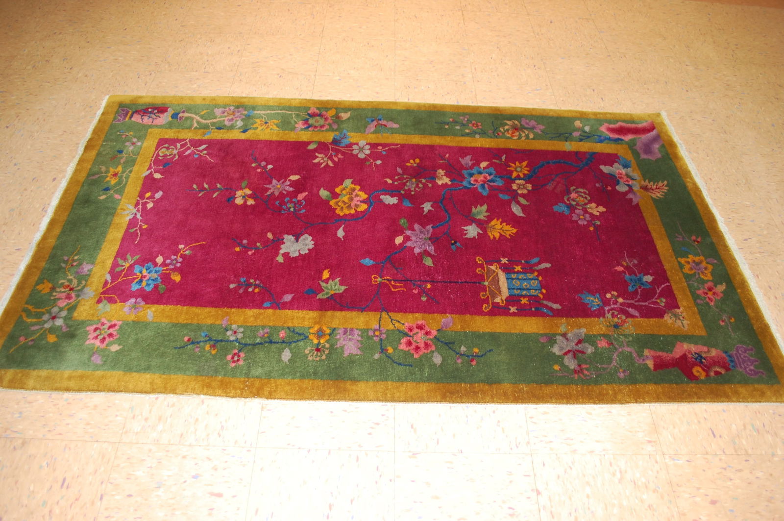 c1920s ANTIQUE ART DECO WALTER NICHOLS CHINESE RUG 4'1" x 6'8" - 9