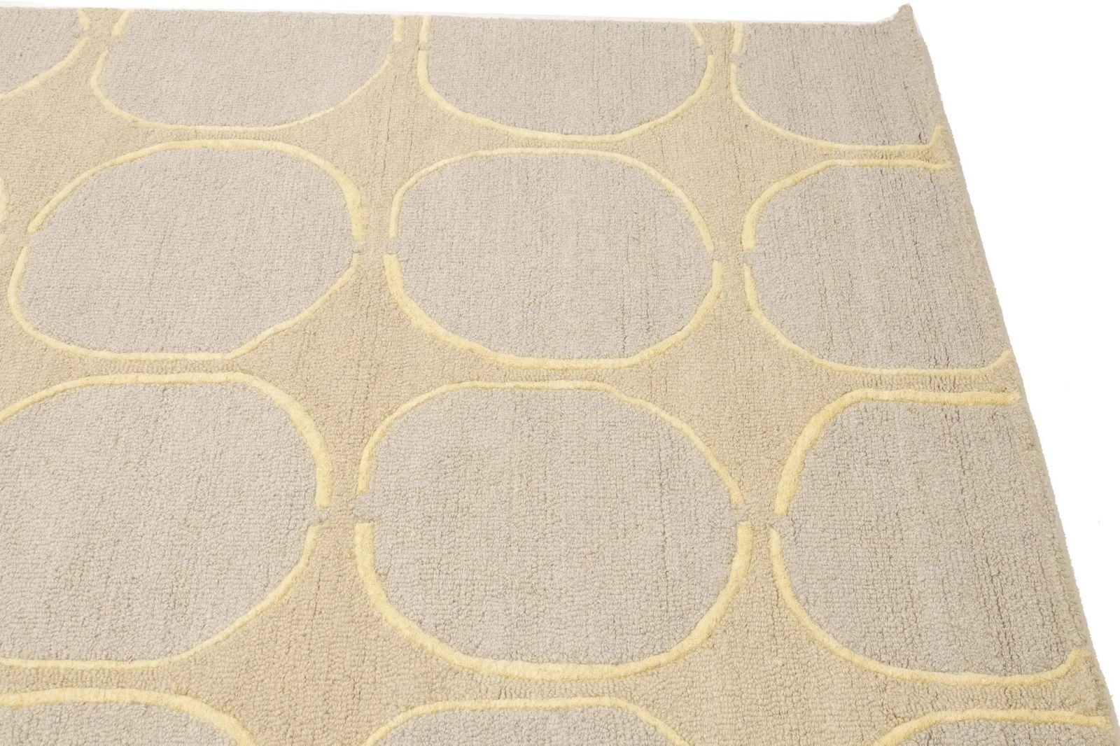 Beige & Cream Abstract 5X8 Hand-Tufted Modern Rug - 10