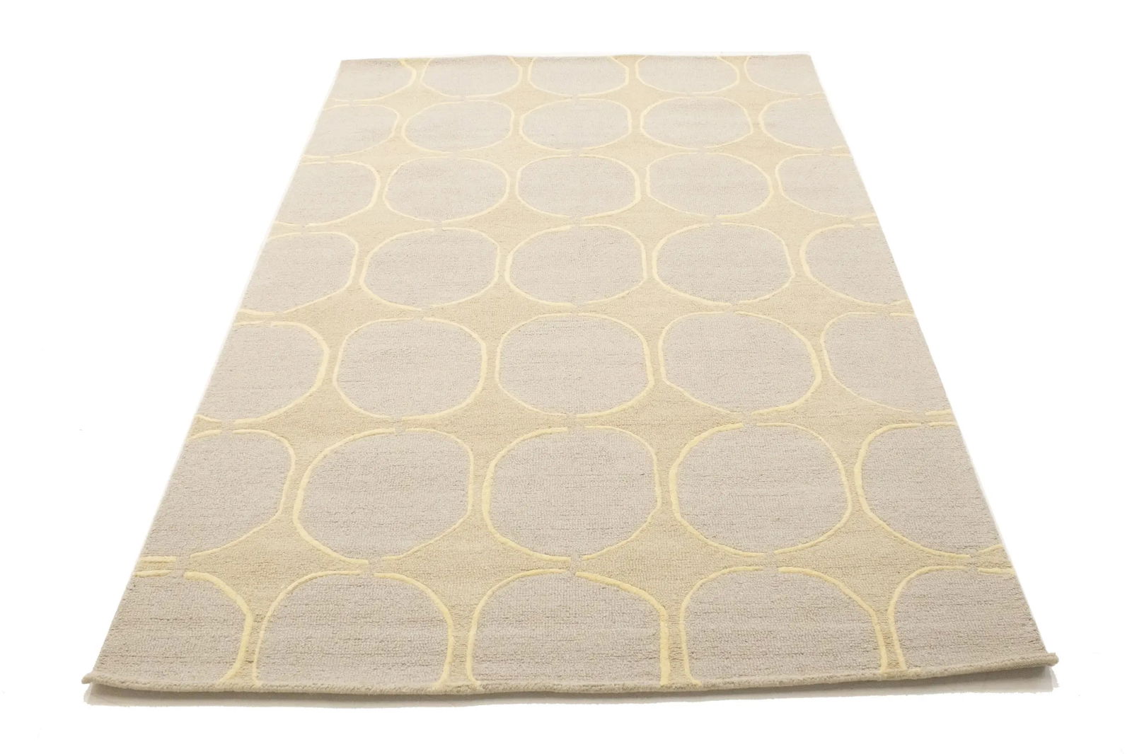 Beige & Cream Abstract 5X8 Hand-Tufted Modern Rug - 2
