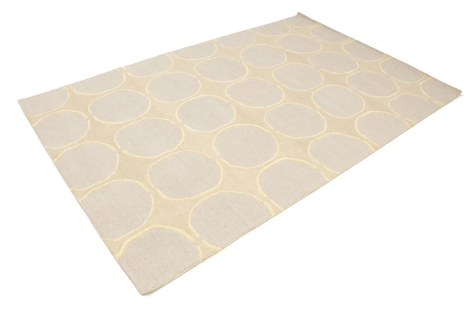 Beige & Cream Abstract 5X8 Hand-Tufted Modern Rug - 4