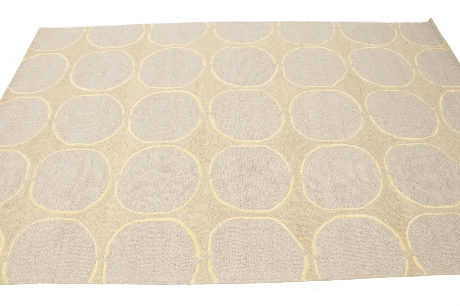 Beige & Cream Abstract 5X8 Hand-Tufted Modern Rug - 6