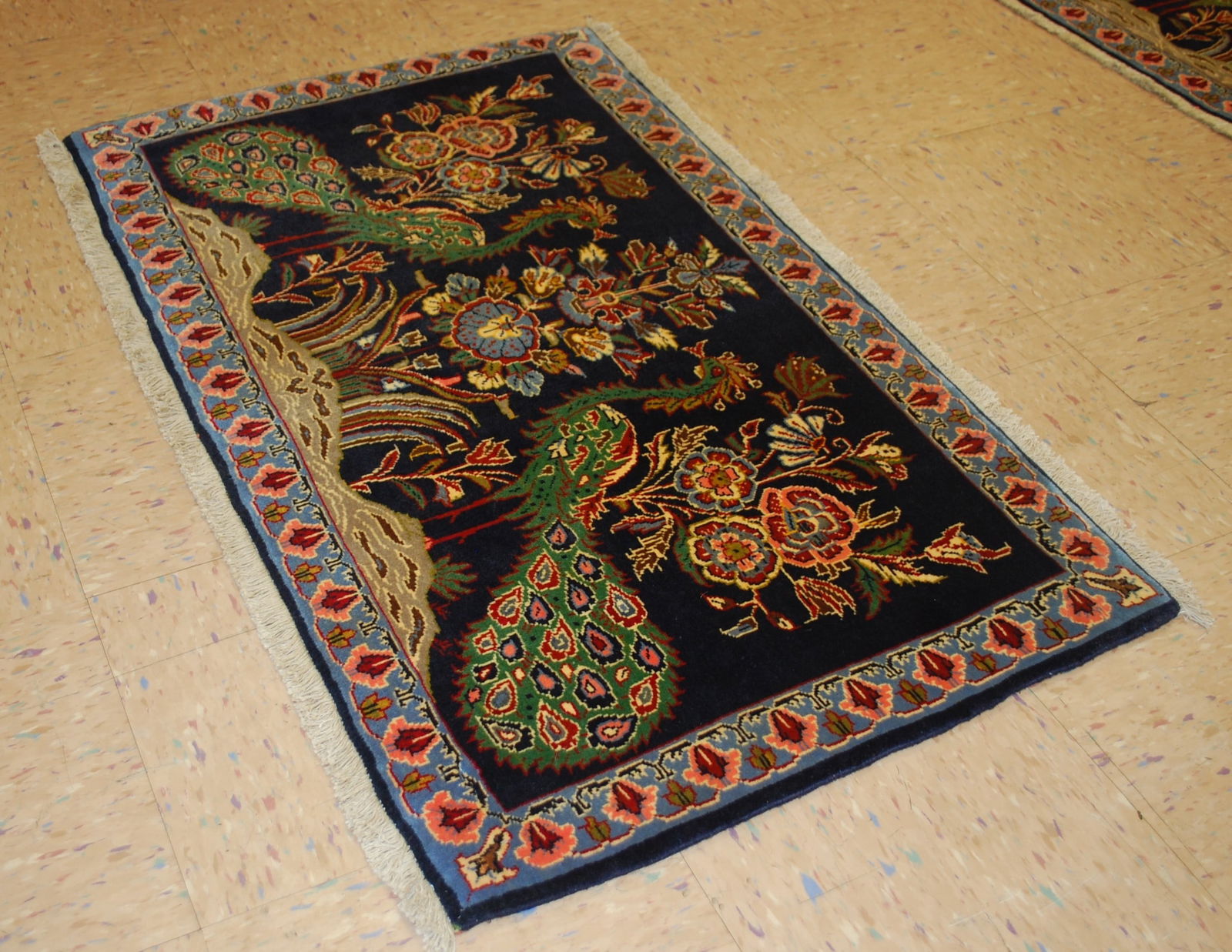 PAIR ,ANTIQUE PERSIAN KESHAN RUG 2' x 3'5" AND 2'1" X 3'4" - 9