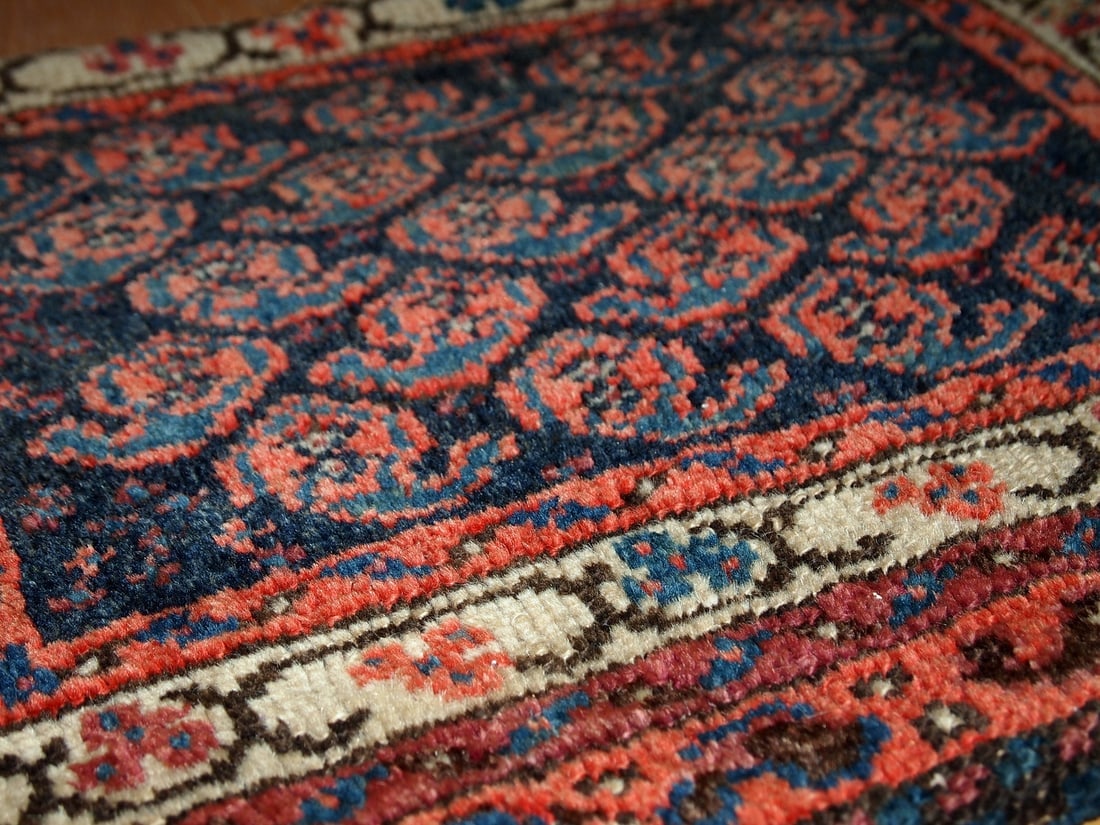 Handmade antique collectible Persian Malayer bag face 1.2' x 1.5' ( 37cm x 46cm ) 1900s - 7