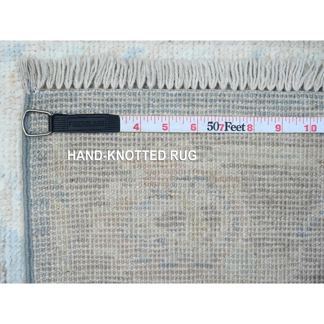 Queen Blue Hand Knotted Angora Oushak XL Runner Oriental Rug - 6