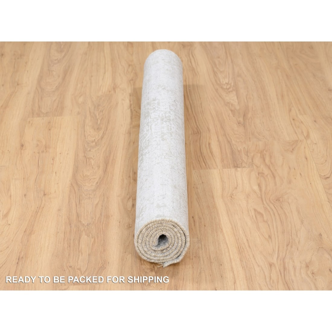 Broken Persian Design Wool and Pure Silk Hand Knotted Ivory Rug - 6