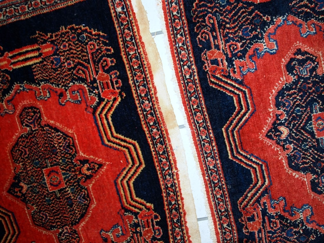 Handmade antique Persian pair of Senneh rugs 1.7' x 2.6' ( 52cm x 80cm ) 1900s - 9