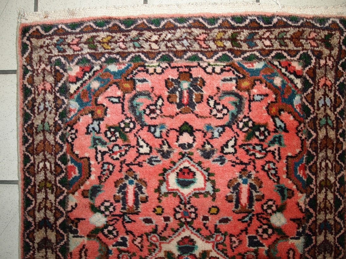 Handmade vintage Persian Lilihan rug 1.9' x 3' (59cm x 93cm) 1970s - 3