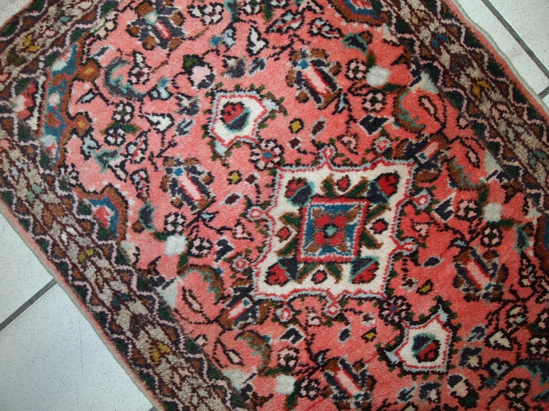 Handmade vintage Persian Lilihan rug 1.9' x 3' (59cm x 93cm) 1970s - 4