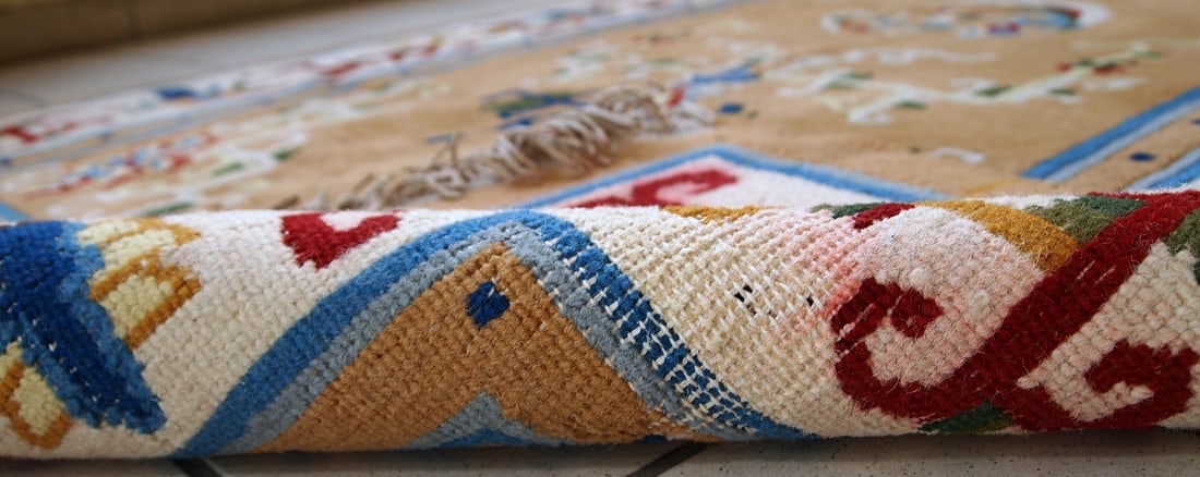 Handmade vintage Art Deco Chinese rug 3.9' x 6.9' ( 120cm x 213cm ) 1960s - 7