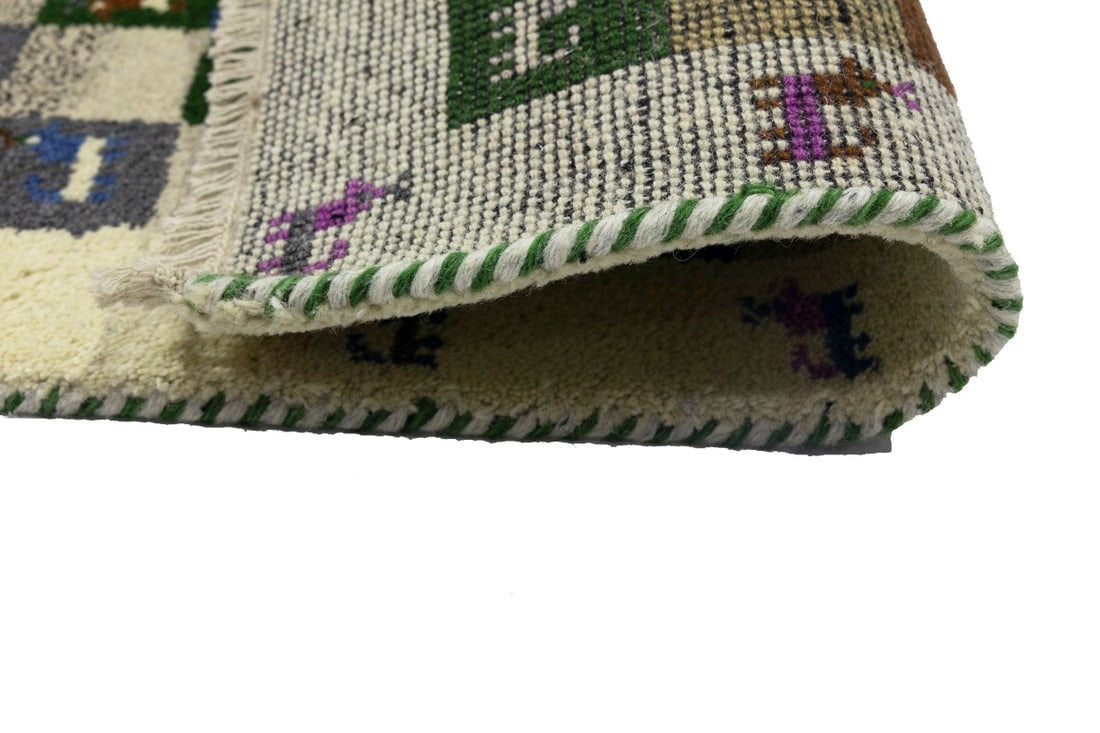 Multicolored Tribal 1'4X4 Indo-Gabbeh Oriental Rug - 14